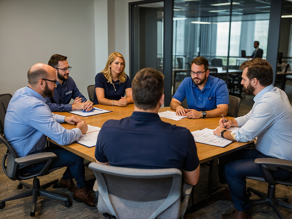 Experienced professionals collaborating in a working session